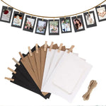 guirlande photo cartes pinces linge noir marron blanc rustique décoration chambre corde jute