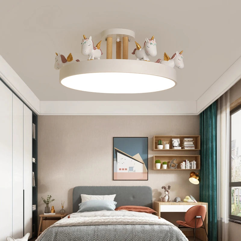 lampe moderne licorne rose blanche bleue chambre enfant coiffes fleurs