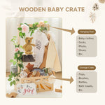 panier bébé bois rustique motifs floraux support mural accessoires enfant storage decoration chambre