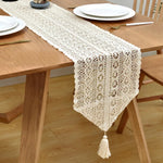 nappe coton dentelle floral bohème bordure frangée transparent table décoration chambre cuisine événement festive