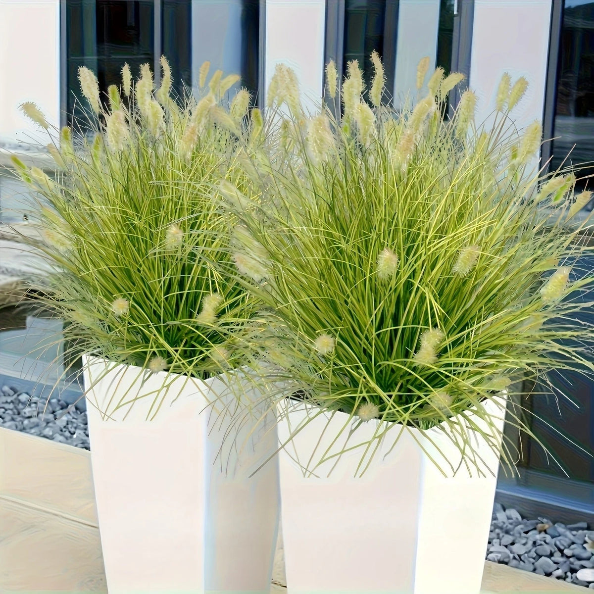 décoration maison herbes artificielles pampas plumes vert blanc sans pot contemporain