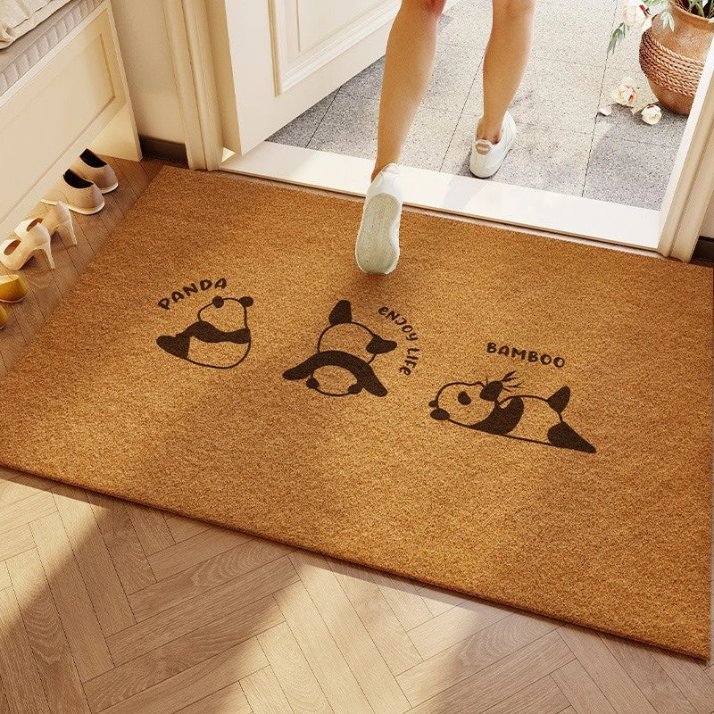 tapis d'entrée extérieur lavable antidérapant motif chat noir décor maison moderne porte terrasse