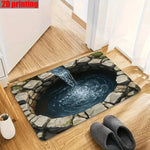 tapis moderne antidérapant polyester bleu gris piscine naturelle extérieur 80x120cm
