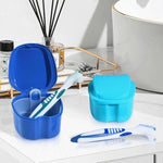 brosse dents conteneur prothèse dentaire bleu blanc moderne pratique hygiène buccale set accessoire santé