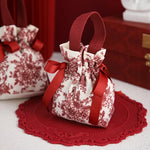 sac bonbons portable toile motif floral ruban blanc réutilisable emballage cadeau mariage anniversaire noël