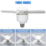 ventilateur led lumière intégrée blanc moderne télécommande trois vitesses niveaux luminosité