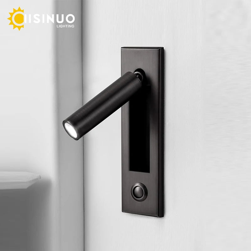 lampes murales modernes interrupteur bouton lisse métallique noir argenté bronze doré minimaliste