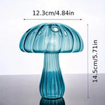 vase moderne transparent champignons colorés orange rouge bleu vert reflets