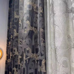 rideau translucide moderne motif cheval doré gris beige salon chambre fenêtre maison élégant