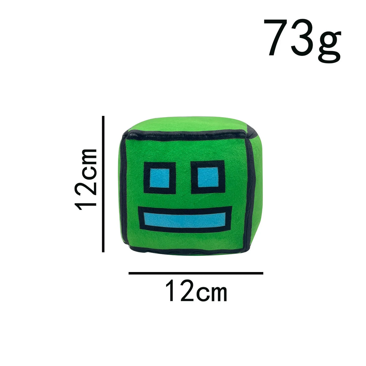 peluche cube dessin animé visage sourire couleur rouge jaune vert rose bleu noir