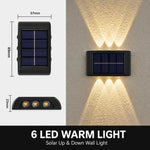 lampe murale solaire extérieure led up down 10 led moderne panneau solaire texturé murale