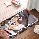 tapis sol antidérapant one piece zoro épées croisées moderne vert noir blanc