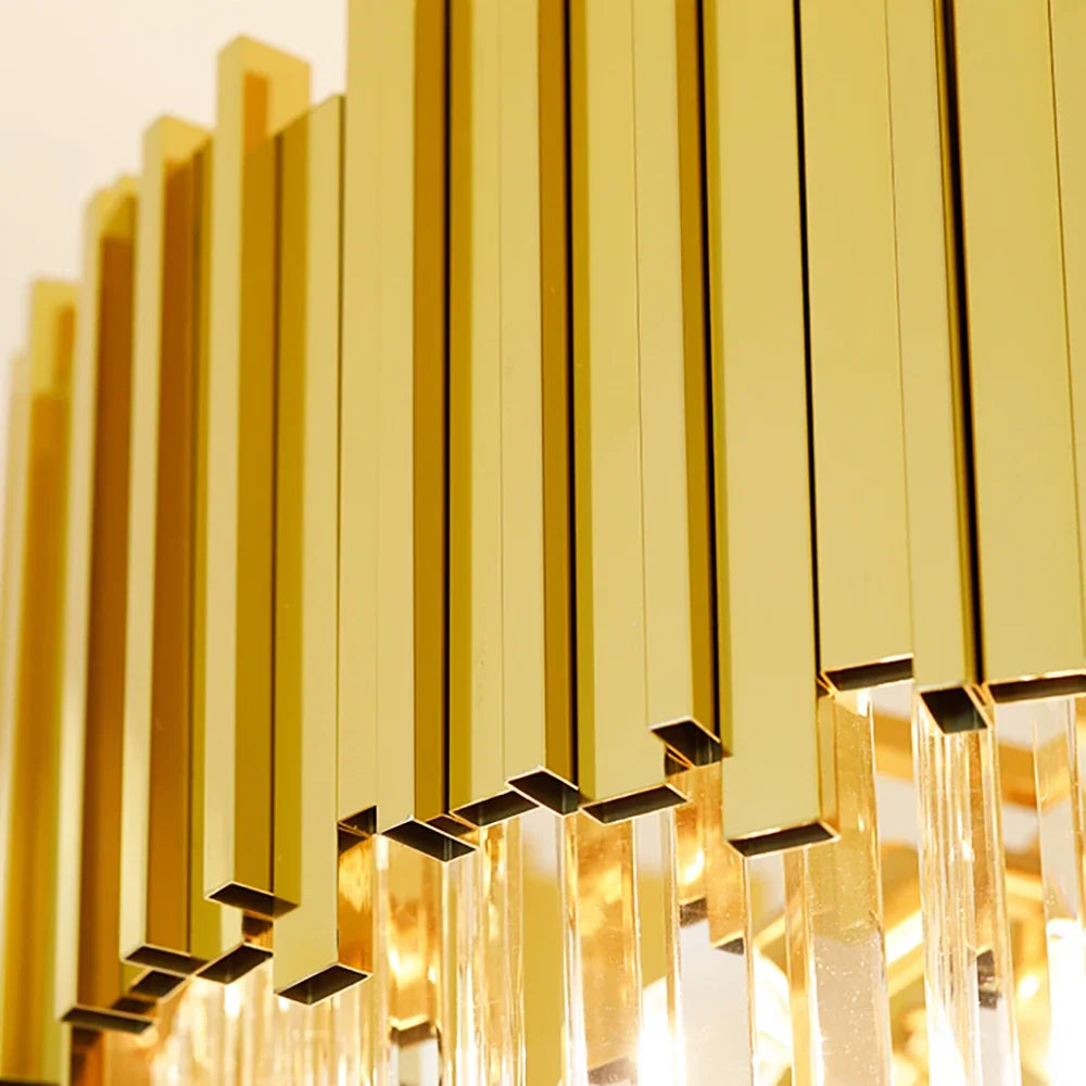 lustre contemporain luxueux doré transparent acier inoxydable cristal haute luminosité facile certifications multiples