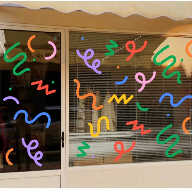 sticker decoratif multicolore geometrique moderne adhesif salle bains cuisine maison pop art simple