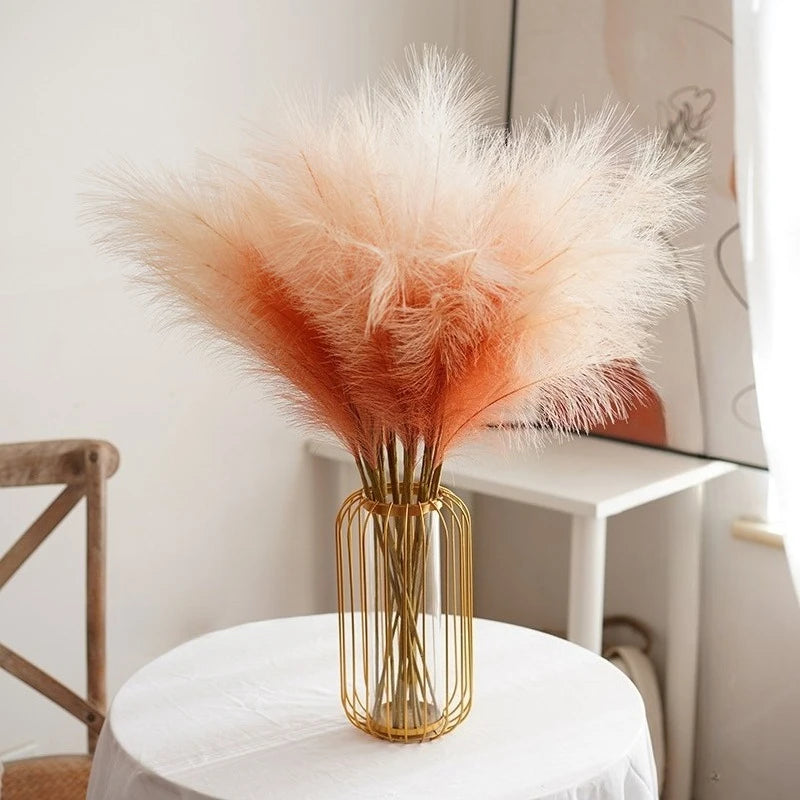 décoration intérieure plumes artificielles orange modernes élégantes 10 pièces soie