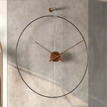 horloge murale moderne aiguille quartz noir cuivre bois visuelle unique minimaliste salon