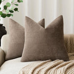 lot housses coussin carrées texture lin moderne garnissage intérieur blanc