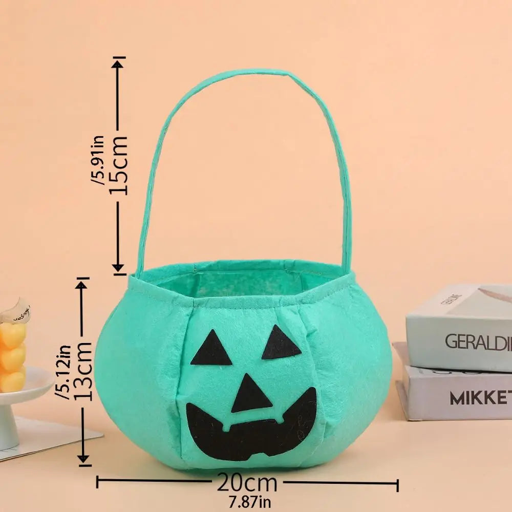 sac main halloween vison sac bonbons fantaisie visage citrouille noir uni