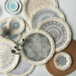 assiettes boho chic mandala feuilles points franges reutilisables antiderapantes isolation thermique respectueux environnement