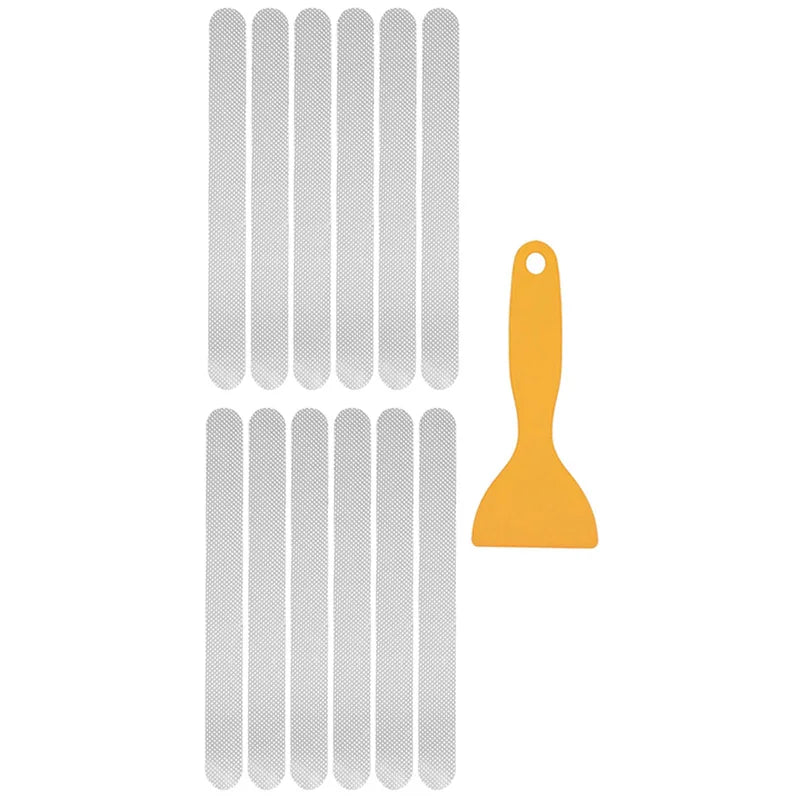 bandes antidérapantes adhésives sécurité salle bain motifs géométriques modernes scraper blanc noir bleu