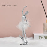 figurine danseuse résine argent doré blanc plume robe mariage anniversaire noël valentin