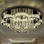 lustre moderne élégant cristal transparent strass doré chic lumière led salon decoration