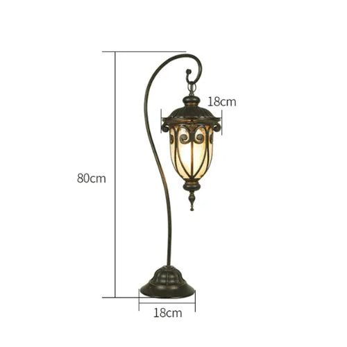 lampe solaire ornementée classique motif floral couleur noir sans ampoule e27 pied