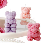 bougies parfumées forme nounours parfum rose couleur violet rouge blanc aromathérapie
