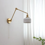 lampe murale moderne or blanc plissée cordon commande 29cm 16cm 24cm 14cm 30cm 17cm