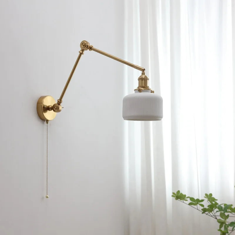 lampe murale moderne or blanc plissée cordon commande 29cm 16cm 24cm 14cm 30cm 17cm