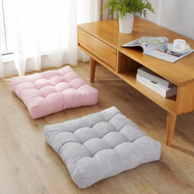 Coussin de sol carré touffeté 50x50 cm gris clair