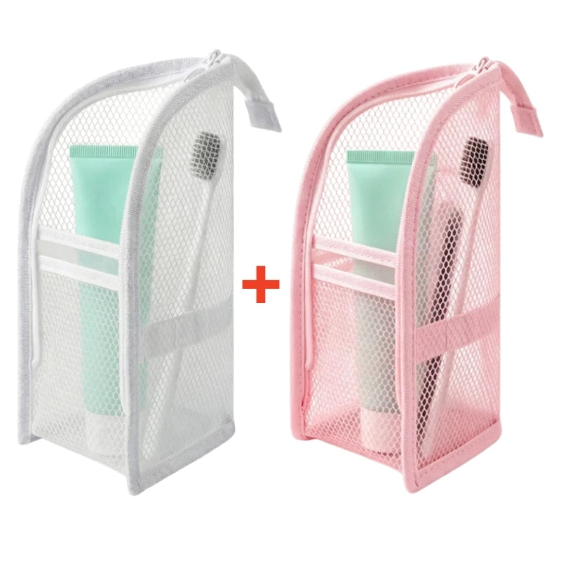 organisateur voyage toile maille eva imperméable cordon serrage brosse dents rasoir crèmes bouteille parfum
