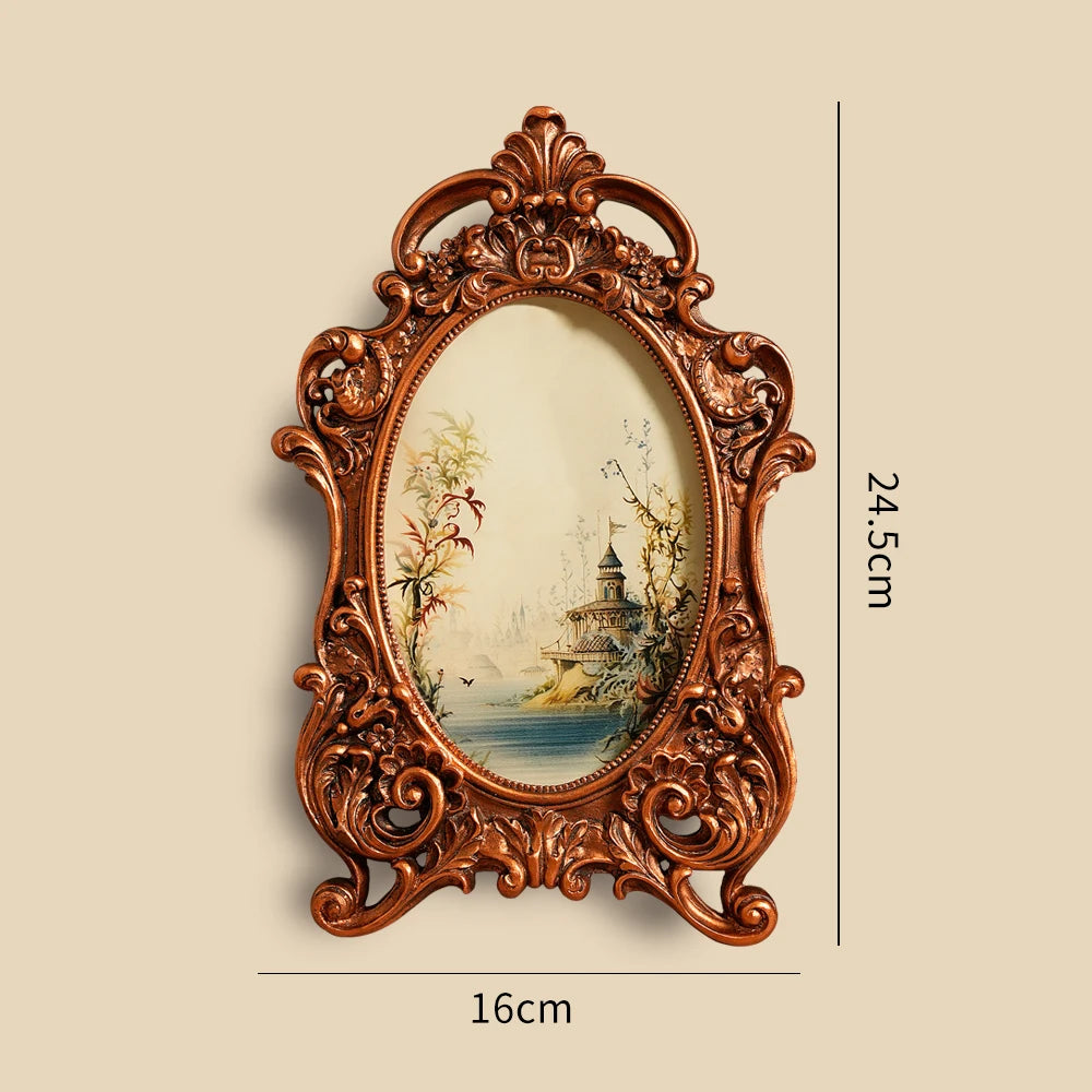 cadre photo résine bronze floral baroque vintage orné décoration murale photos paysage fleurs cliquet