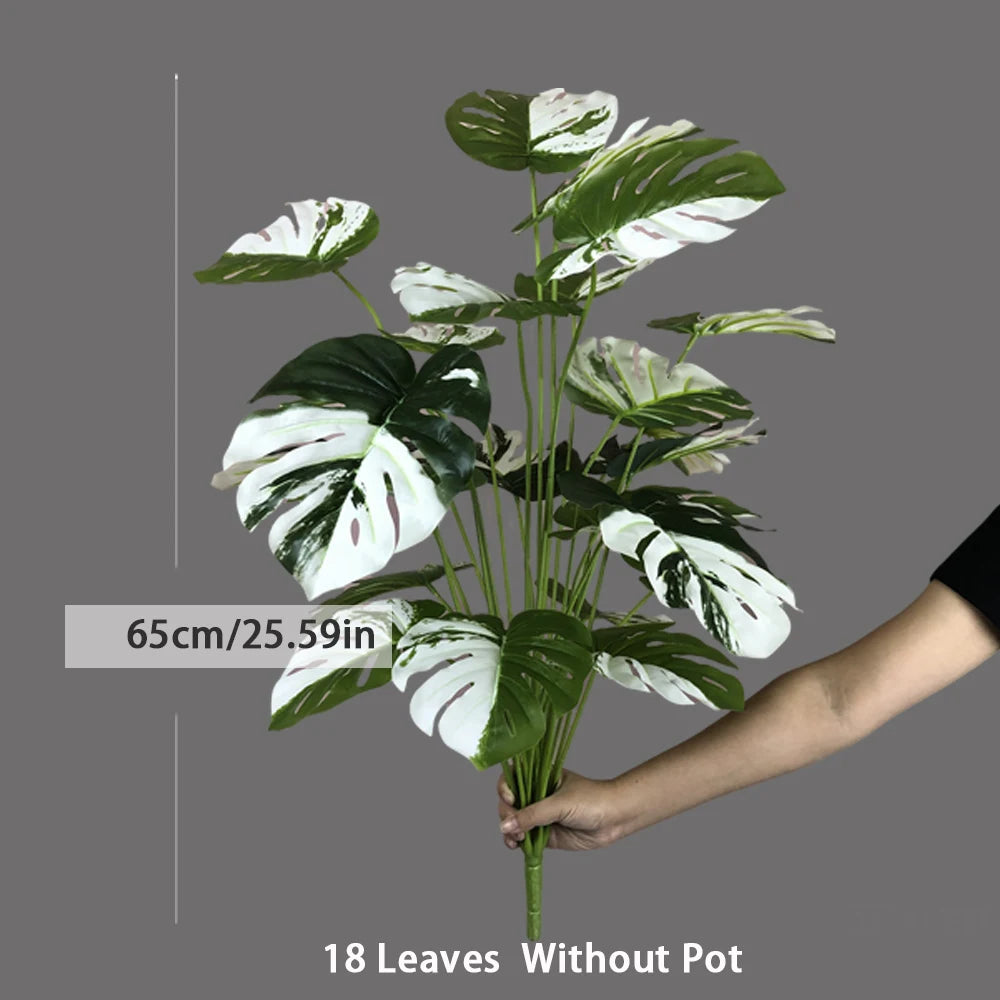 plante artificielle monstera grande feuilles vertes blanches moderne 95 cm 65 cm décoration mariage