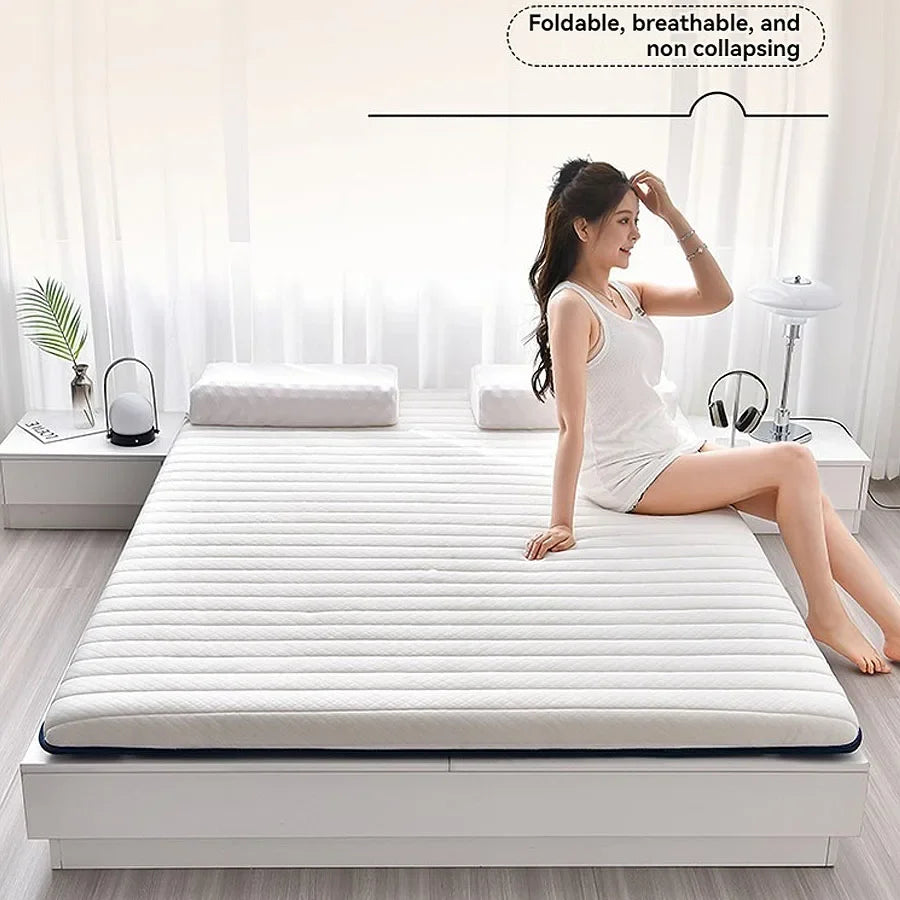 matelas mousse latex mémoire forme gris blanc rayures moderne