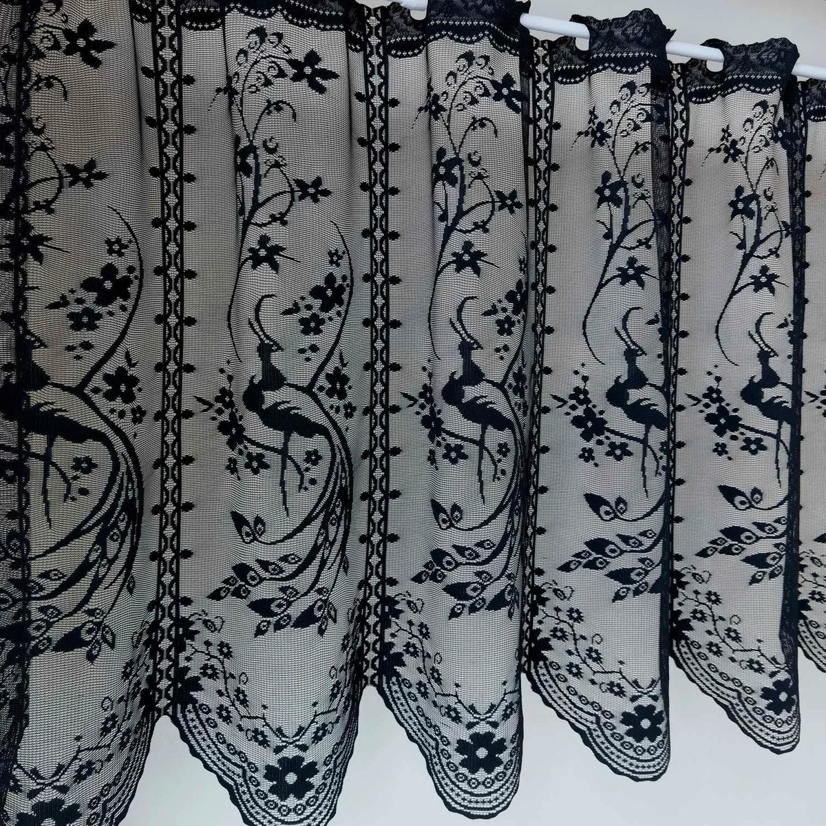 rideau transparent blanc noir floral tulle jacquard classique romantique cuisine