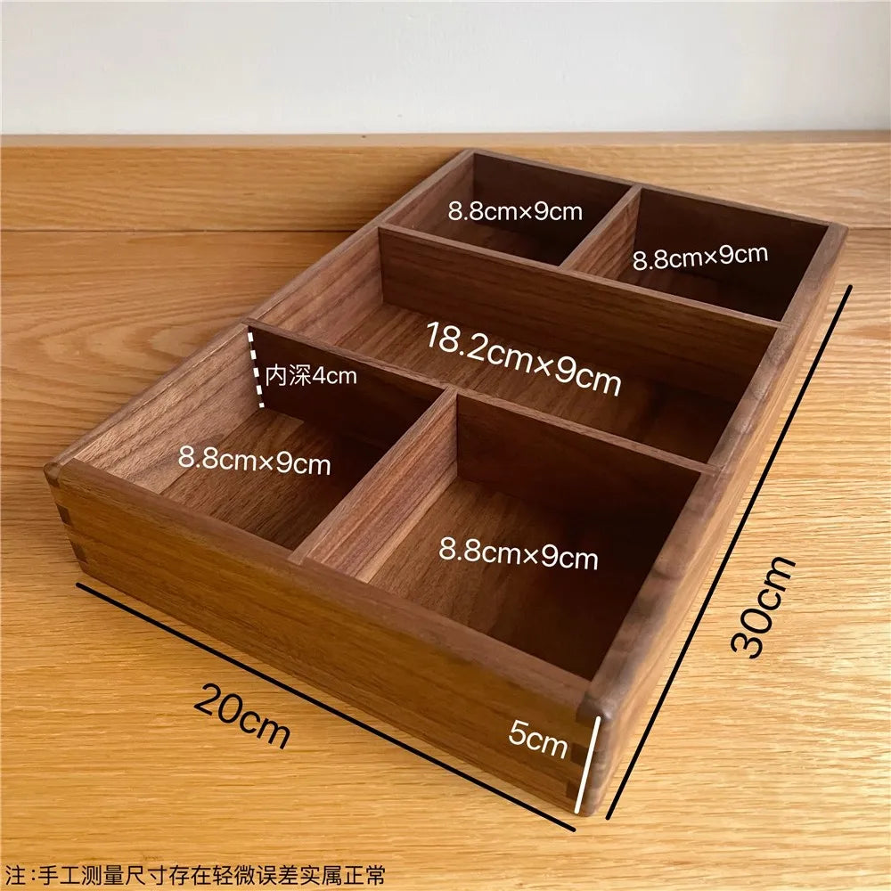 boîte compartiments bois marron foncé minimaliste respectueuse environnement réutilisable articles divers rangement moderne