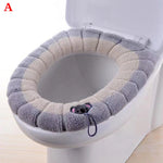 couvre siège toilette violet bleu gris rayures horizontales doux confortable fixé ruban noir lavable
