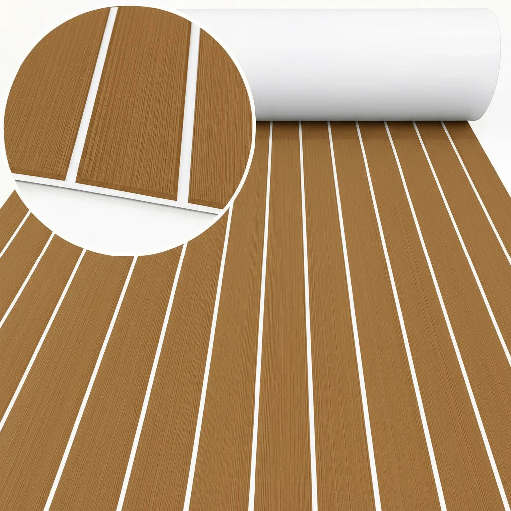 tapis sol bateau mousse eva antidérapant auto adhésif bleu clair noir rayures moderne