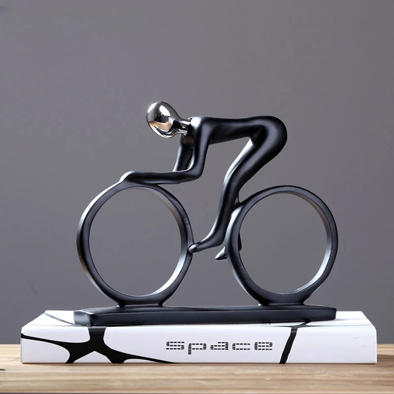 sculpture moderne cycliste vélo noir argenté décoration intérieure minimaliste françaiseSports