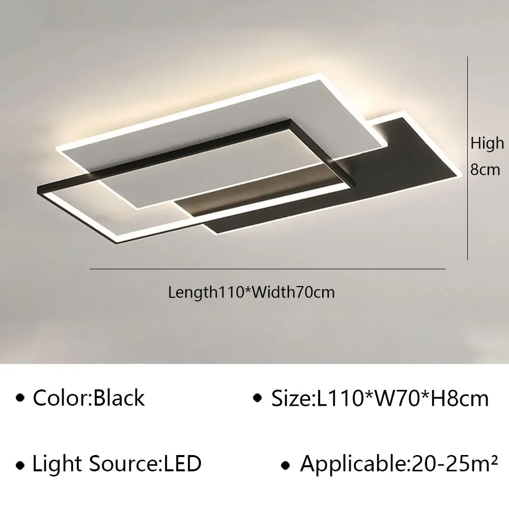 plafonniers led modernes blanc noir géométriques minimalistes éclairage intérieur plusieurs niveaux toucher marche arrêt