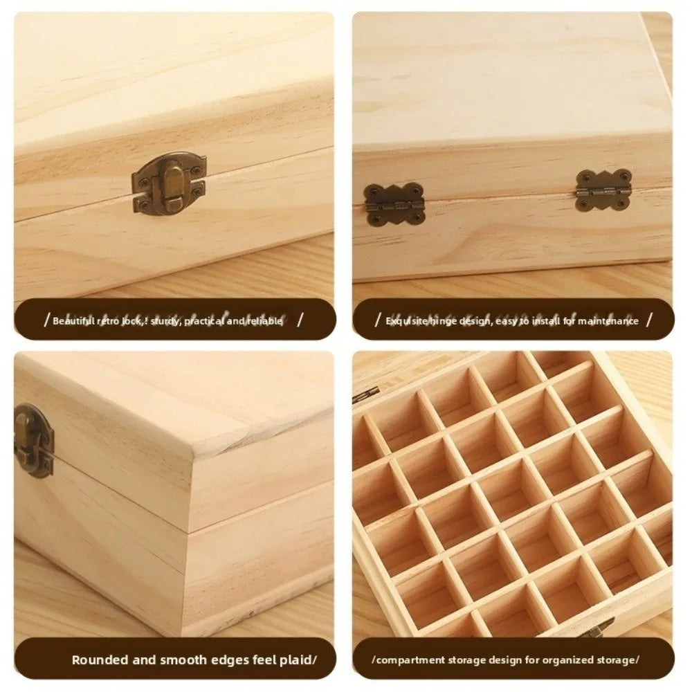 boîte rangement aromates bois naturel 12 15 16 25 slots cadenas classique rustique