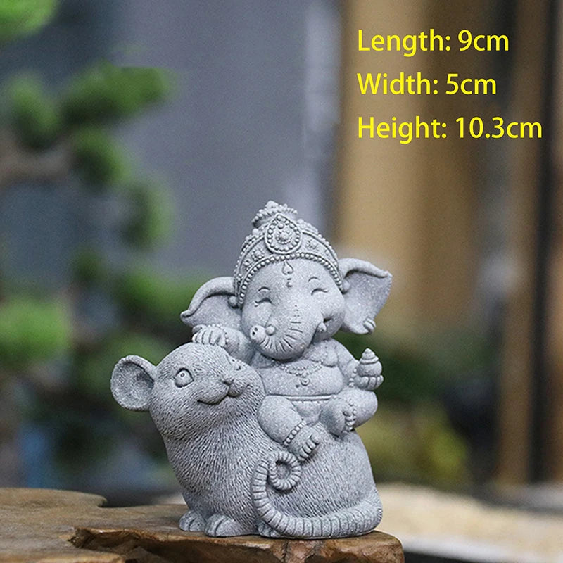 figurine éléphant gris artisanal texture granulée décoration maison prière collection deco intérieure statuette