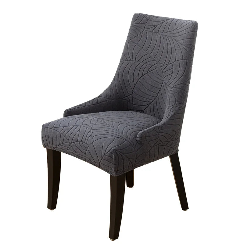 housse chaise beige motif feuilles texture douce moderne adhésif élastique large anti taches polyester