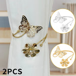 anneaux rideau décoratifs papillon fleur métal brillant or argenté moderne floral pièces