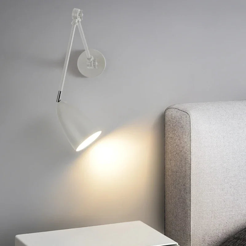 lampe murale moderne réglable led nickel blanc noir opaque fixée 23cm 15.5cm