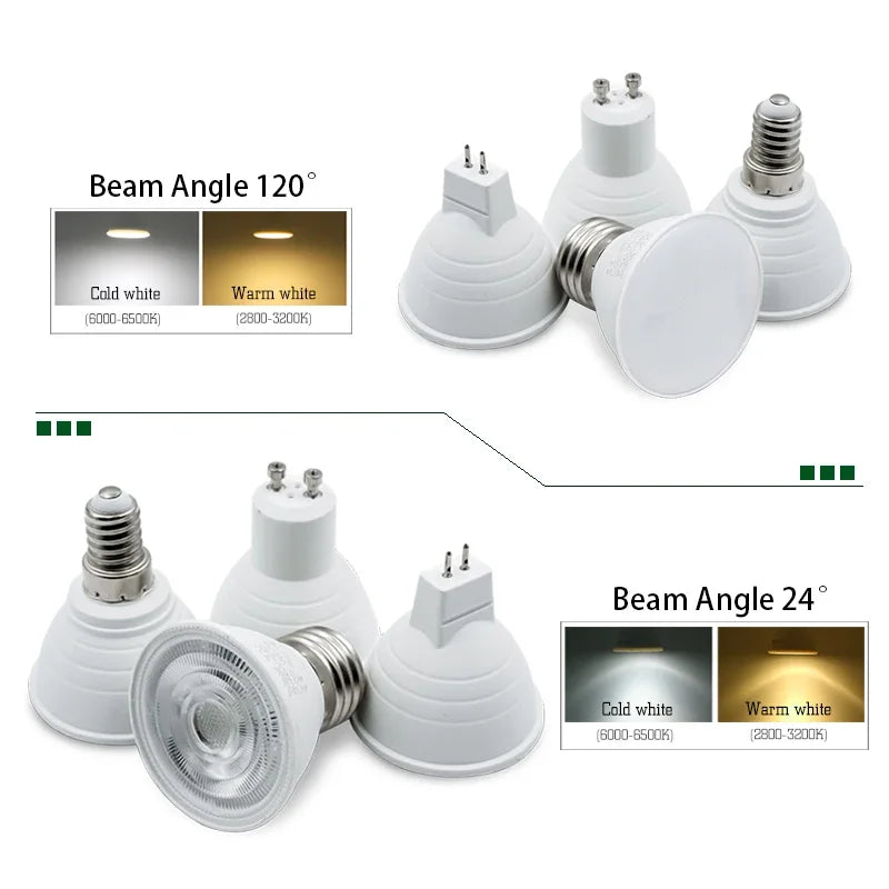 ampoules led e27 e14 mr16 gu10 6w blanc mat moderne 24 120 degrés 220v
