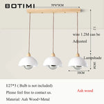 suspension lumineuse moderne ampoules blanc bois naturel rond mat opacité chaînes