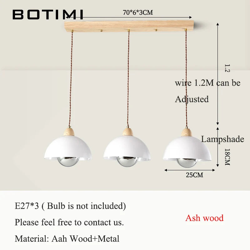 suspension lumineuse moderne ampoules blanc bois naturel rond mat opacité chaînes