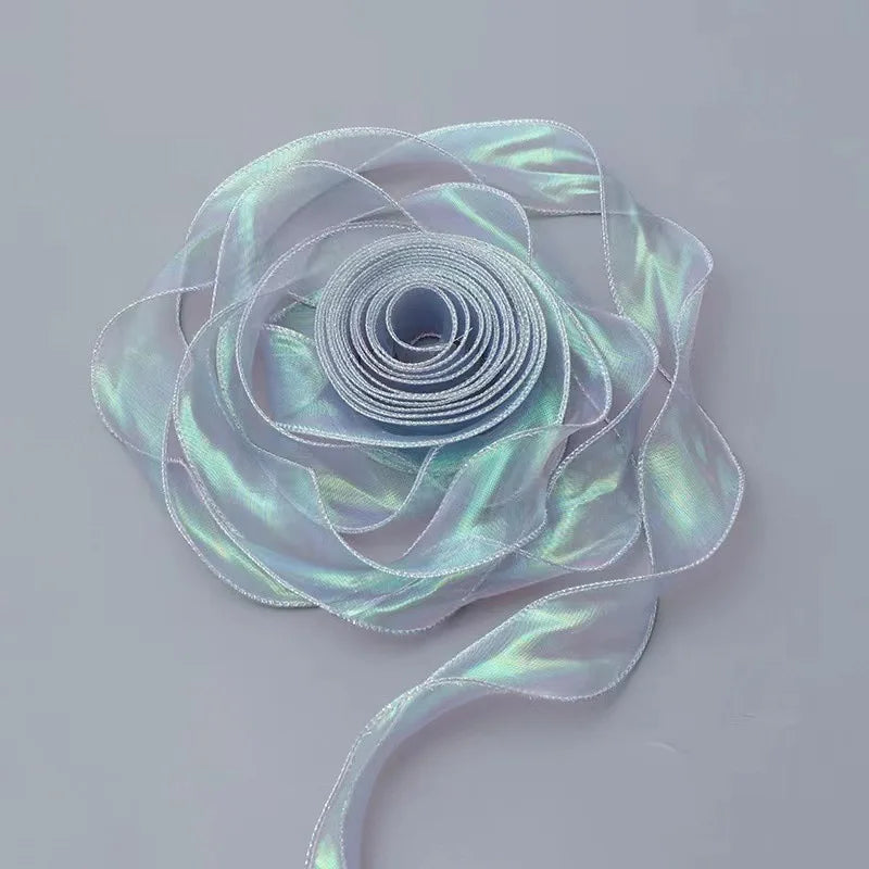 rubans organza holographiques rose jaune vert bleu blanc modernes élégants décoration emballage fêtes